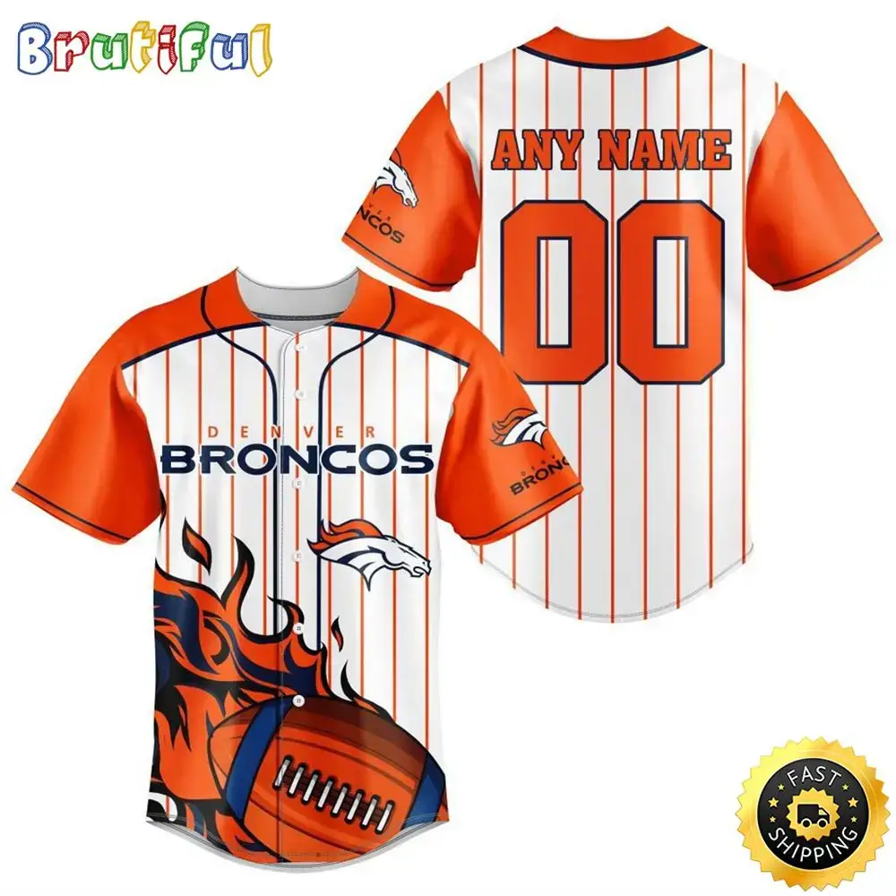 NFL Denver Broncos Baseball Jersey 3D Personalized Customization Options Available Image