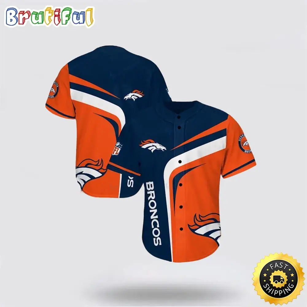NFL Denver Broncos Baseball Jersey Symbol American Football Champion Black Orange Jersey Shirt Image