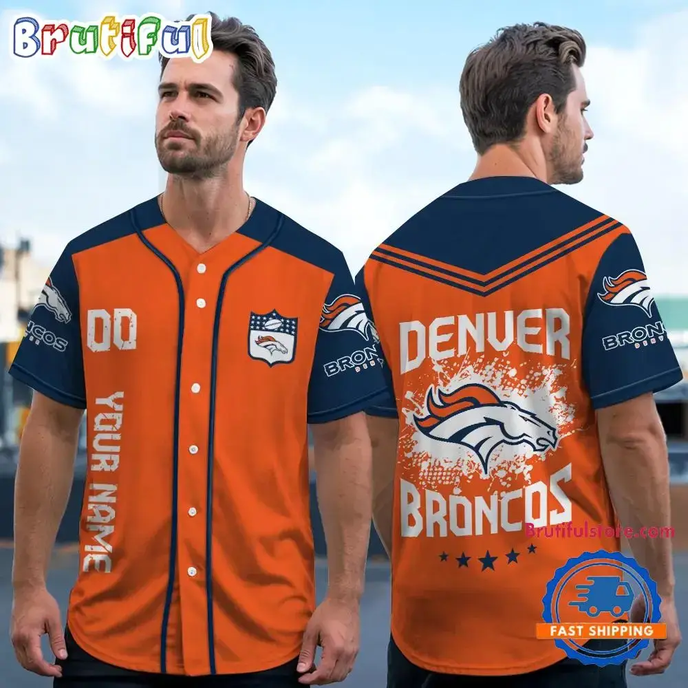 NFL Denver Broncos Personalized Baseball Jersey Image