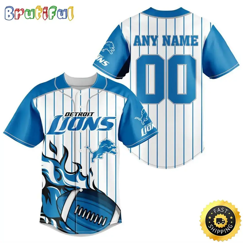 NFL Detroit Lions Baseball Jersey 3D Personalized Customization Options Available Image