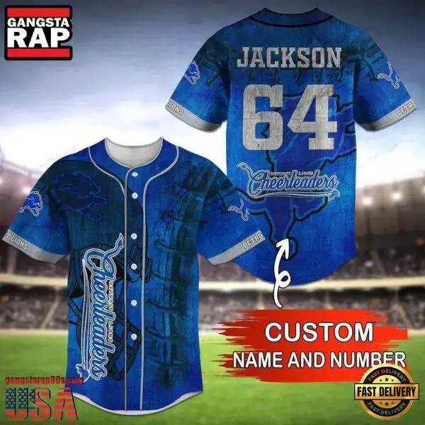 NFL Detroit Lions Custom Name Number Name Number Baseball Jersey Shirt Image