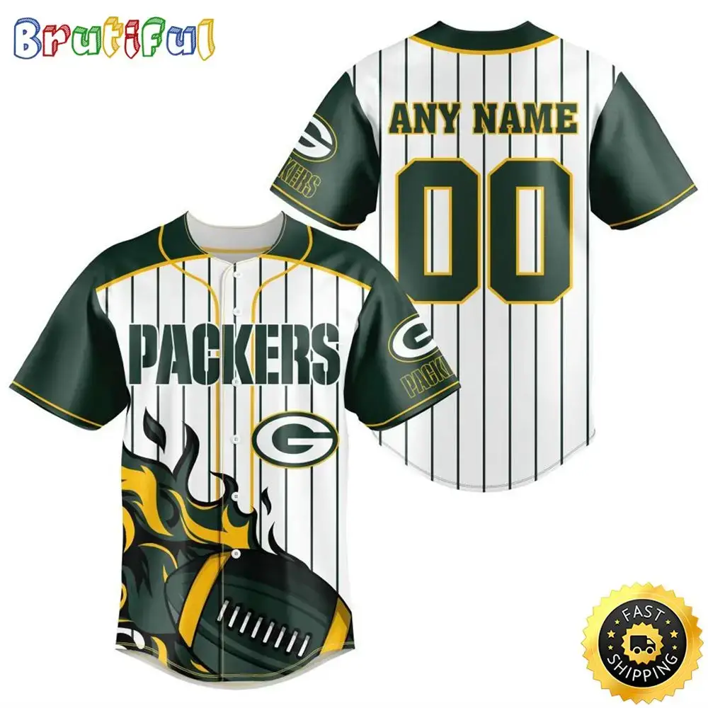 NFL Green Bay Packers Baseball Jersey 3D Personalized Customization Options Available Image