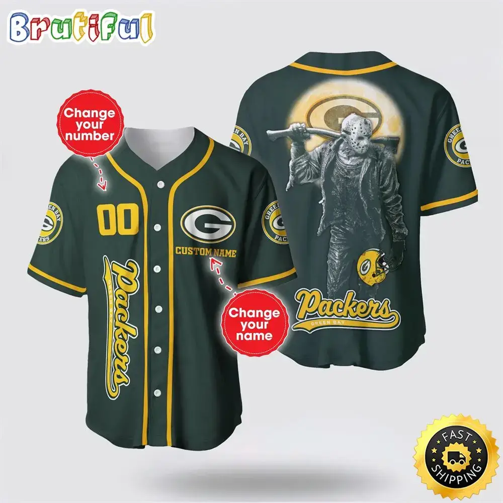 NFL Green Bay Packers Baseball Jersey 3D Personalized Skull Score Big With Team Spirit Image