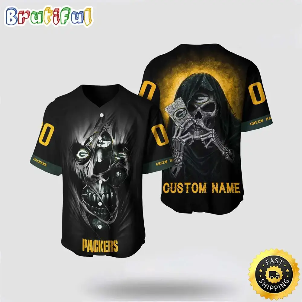 NFL Green Bay Packers Baseball Jersey 3D Personalized Skull Stay Cozy And Stylish Image