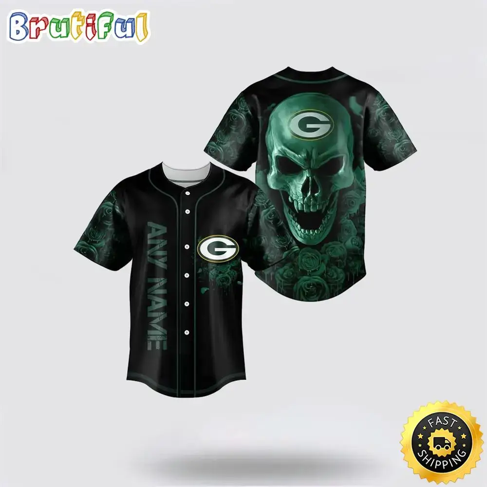 NFL Green Bay Packers Baseball Jersey 3D Personalized Skull Top Quality Fan Apparel Image