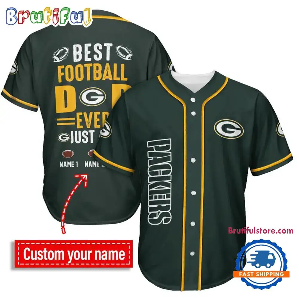 NFL Green Bay Packers Best Dad Ever Baseball Jersey Image