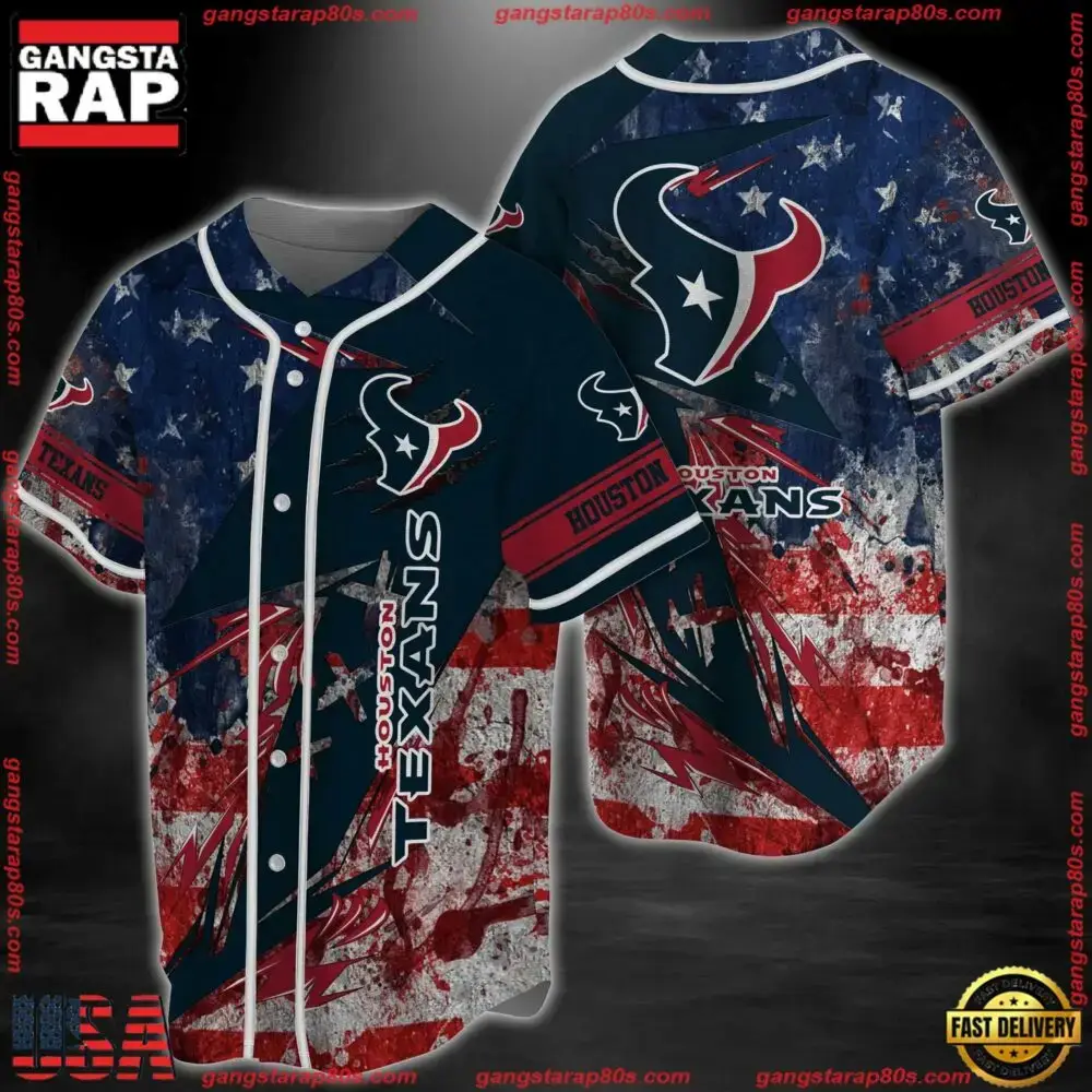 NFL Houston Texans New Design Baseball Jersey Shirt For Football Fans Image