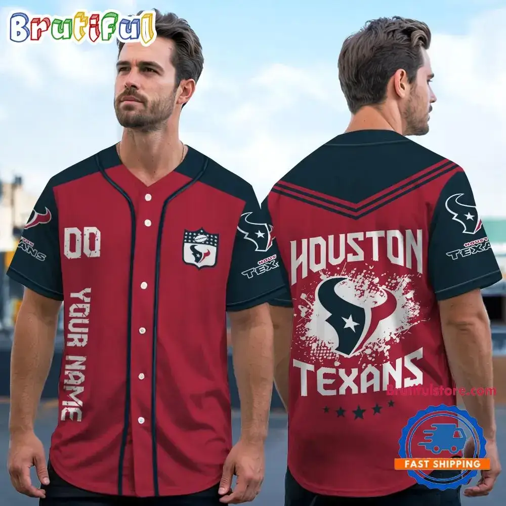 NFL Houston Texans Personalized Baseball Jersey Image
