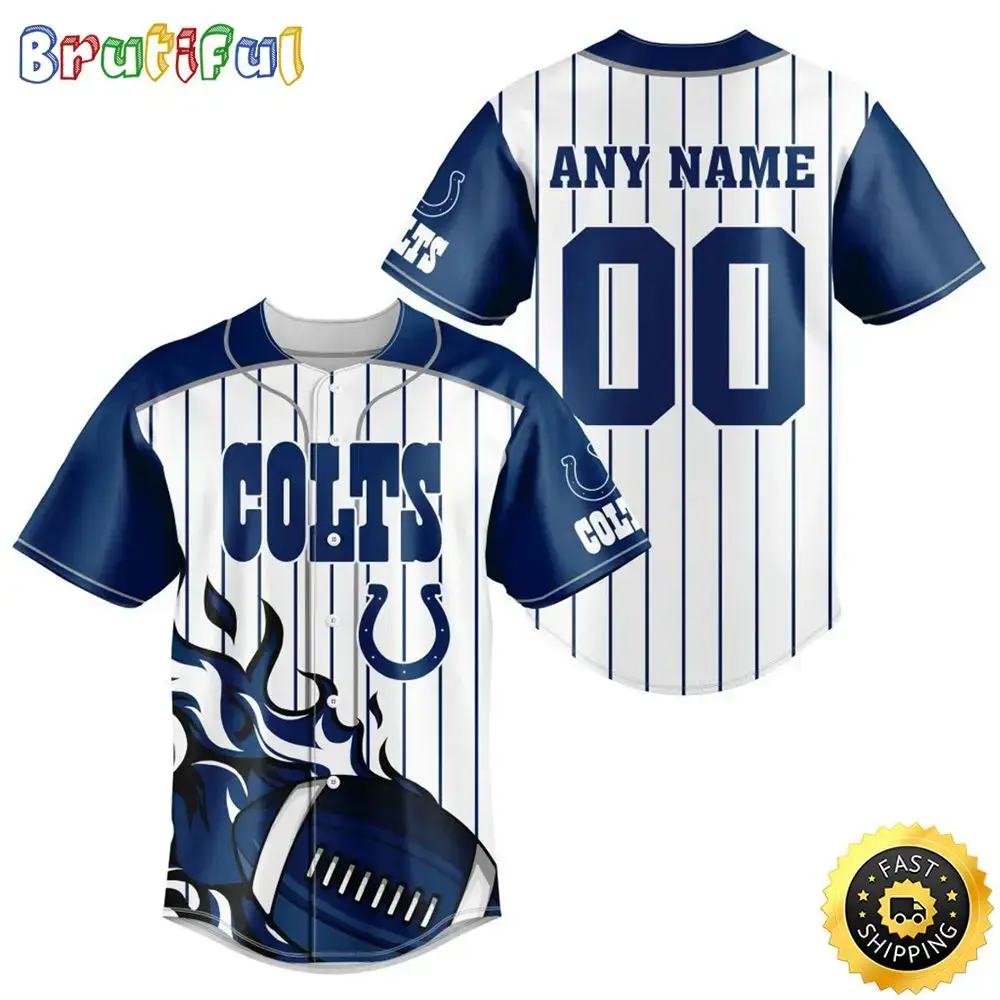 NFL Indianapolis Colts Baseball Jersey 3D Personalized Customization Options Available Image