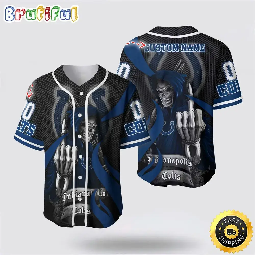NFL Indianapolis Colts Baseball Jersey 3D Personalized Skull Gear Up For Game Day Image