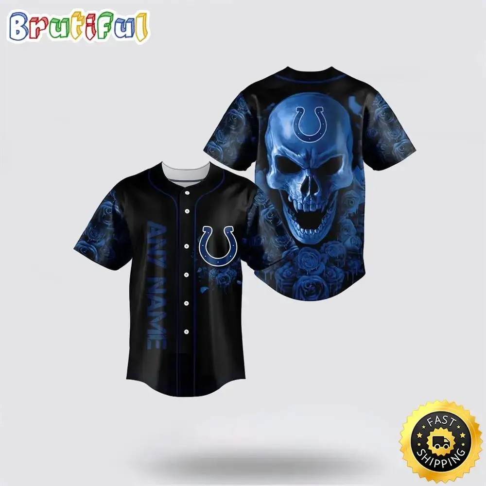 NFL Indianapolis Colts Baseball Jersey 3D Personalized Skull Top Quality Fan Apparel Image