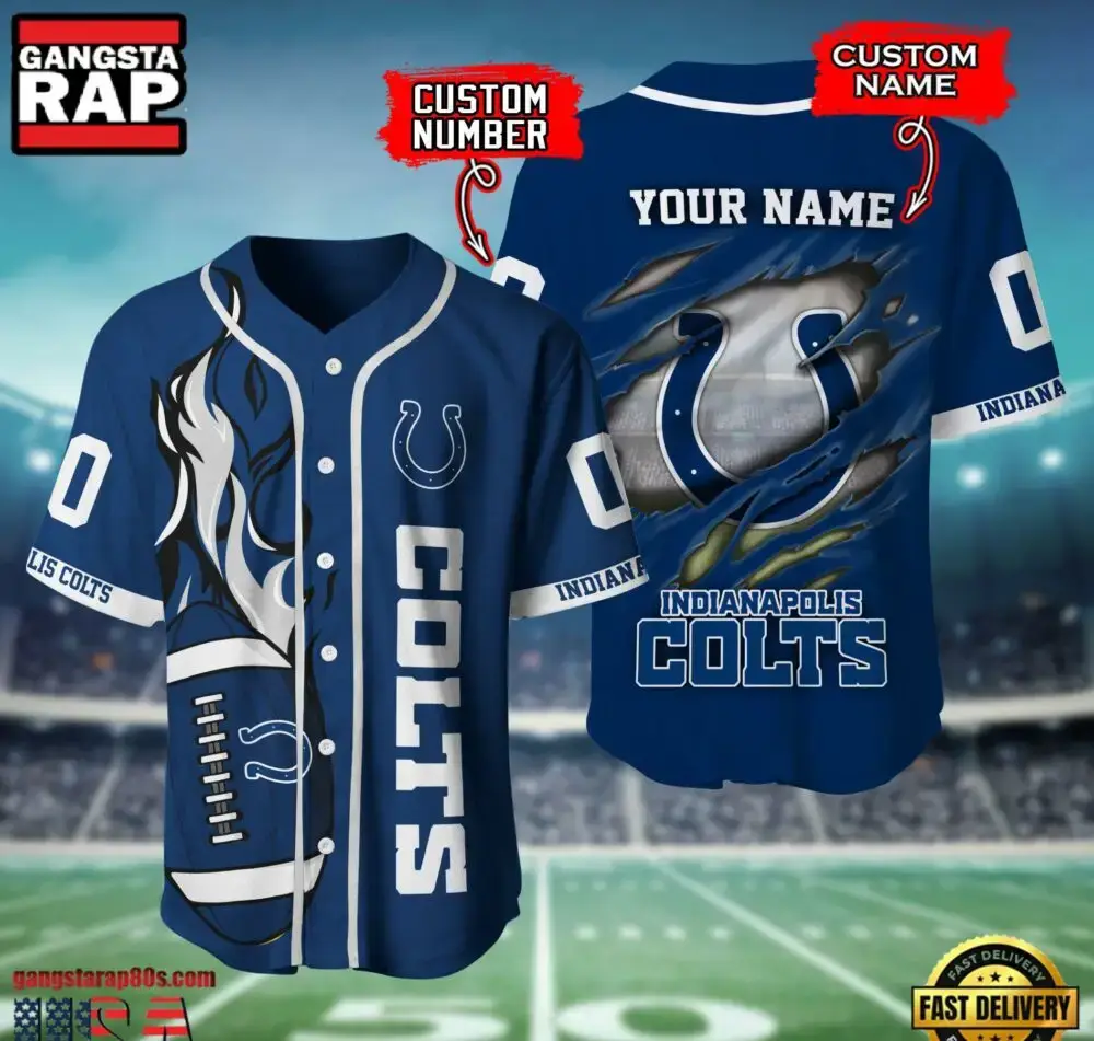 NFL Indianapolis Colts Team Logo Litmited Edition Baseball Jersey Shirt Image