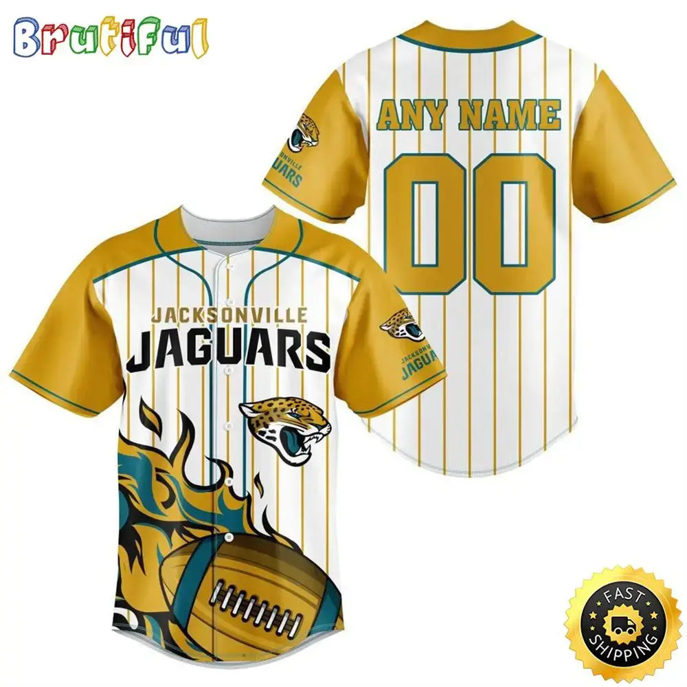 NFL Jacksonville Jaguars Baseball Jersey 3D Personalized Customization Options Available Image