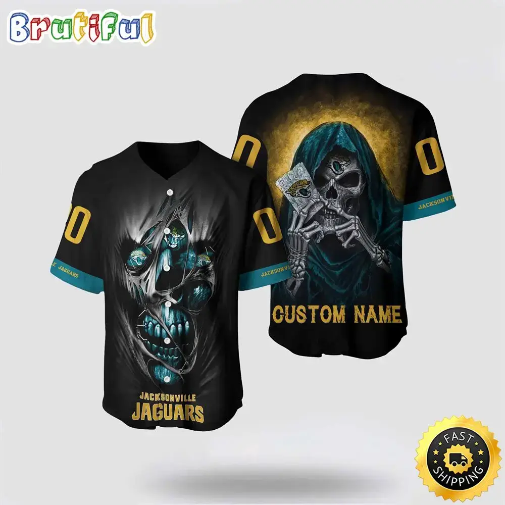 NFL Jacksonville Jaguars Baseball Jersey 3D Personalized Skull Stay Cozy And Stylish Image