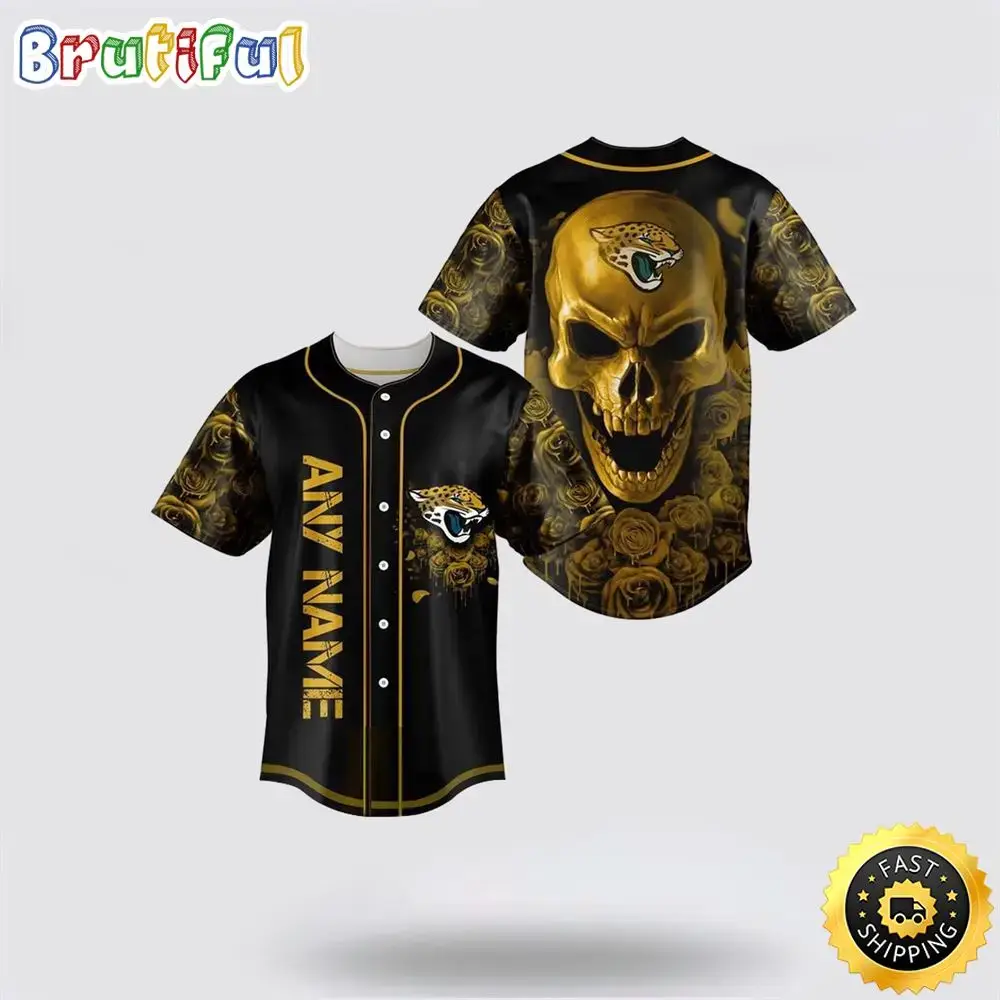 NFL Jacksonville Jaguars Baseball Jersey 3D Personalized Skull Top Quality Fan Apparel Image