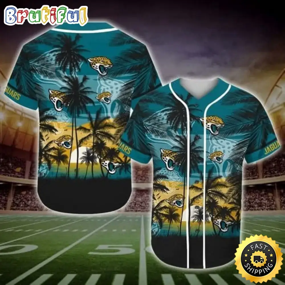 NFL Jacksonville Jaguars Baseball Jersey Shirt Palm Tree Image