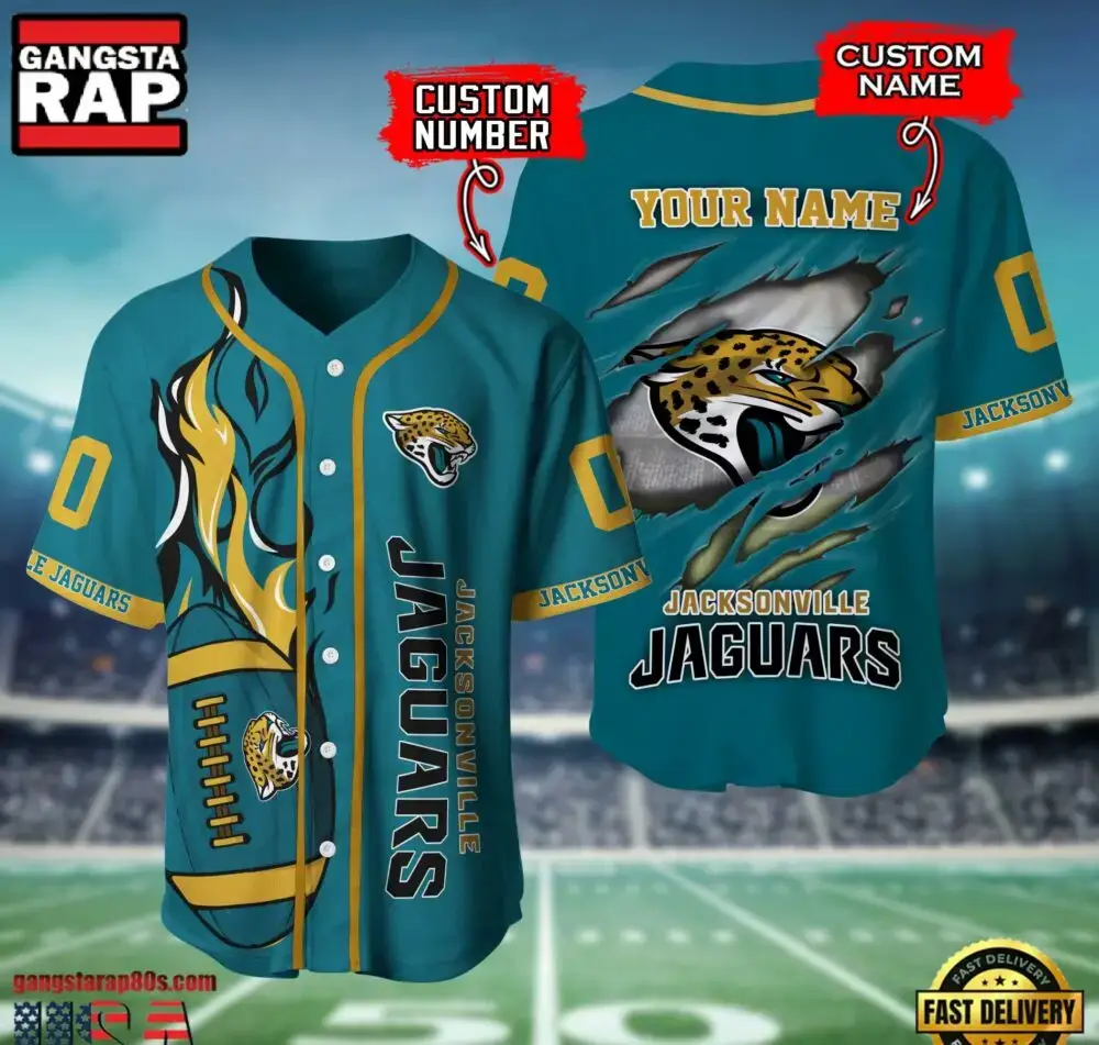 NFL Jacksonville Jaguars Team Logo Litmited Edition Baseball Jersey Shirt Image