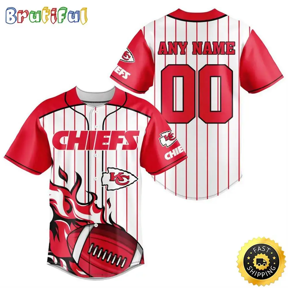 NFL Kansas City Chiefs Baseball Jersey 3D Personalized Customization Options Available Image