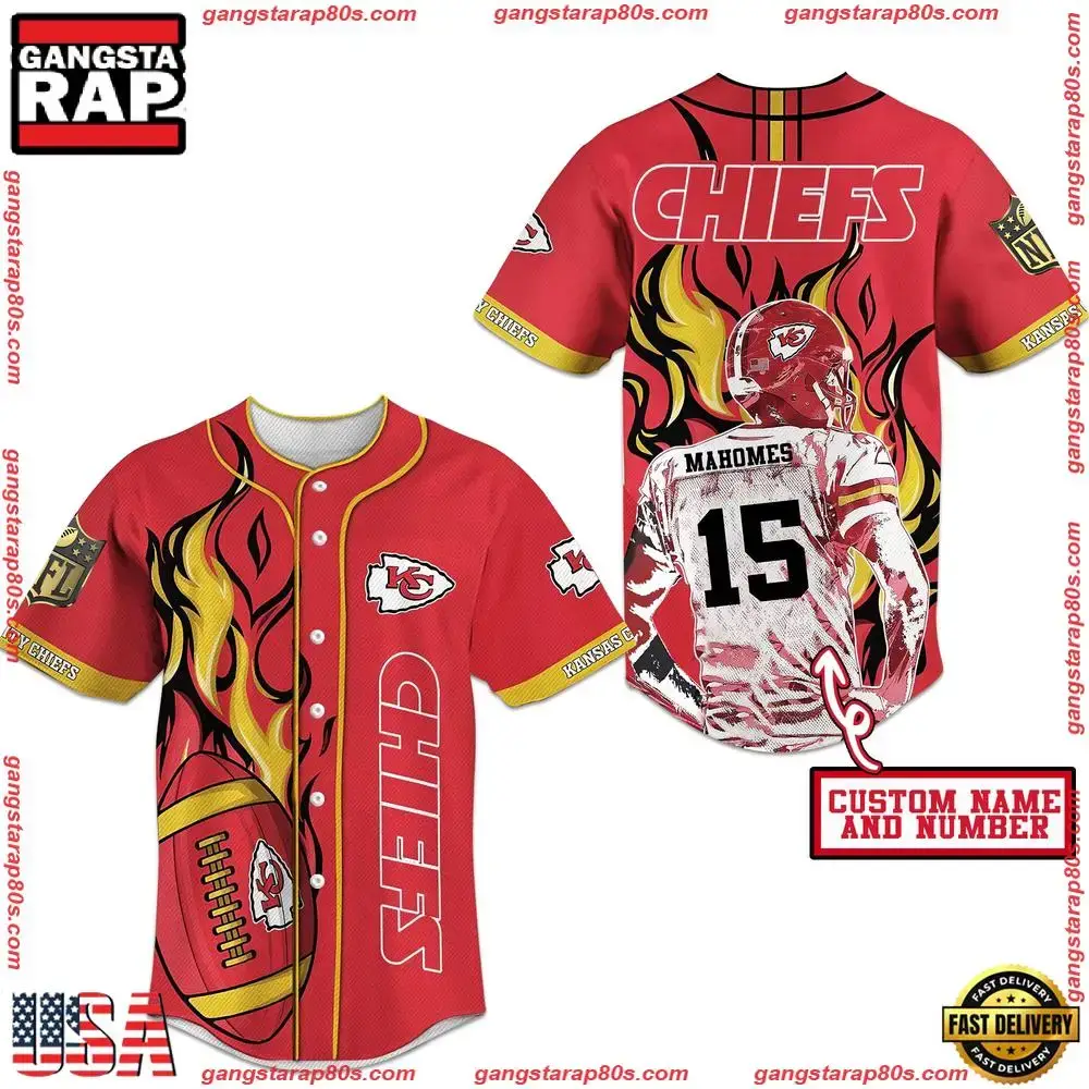 NFL Kansas City Chiefs Game Day Glory Custom Name Number Baseball Jersey Image