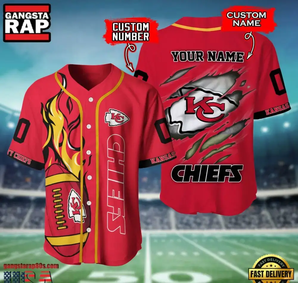 NFL Kansas City Chiefs Team Logo Litmited Edition Baseball Jersey Shirt Image