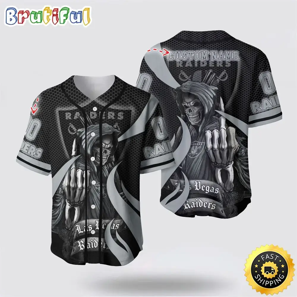 NFL Las Vegas Raiders Baseball Jersey 3D Personalized Skull Gear Up For Game Day Image