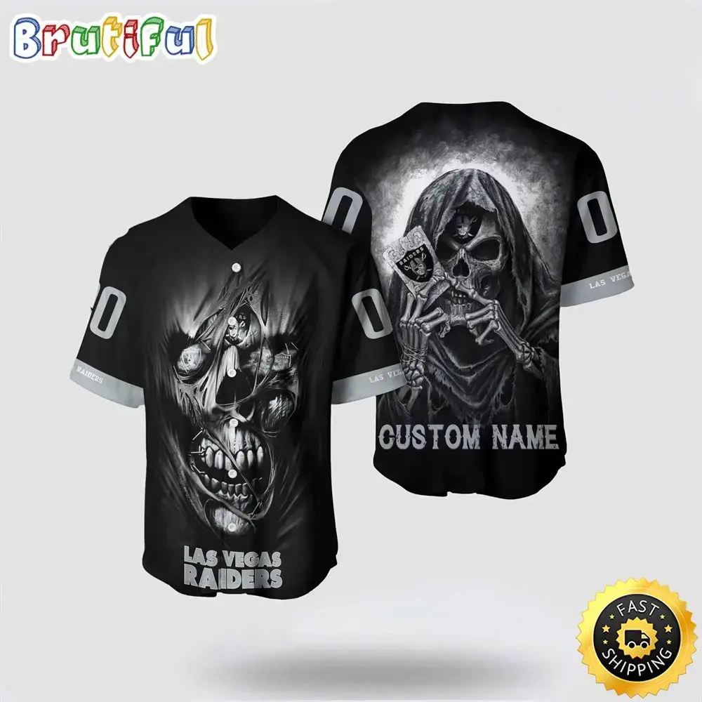 NFL Las Vegas Raiders Baseball Jersey 3D Personalized Skull Stay Cozy And Stylish Image