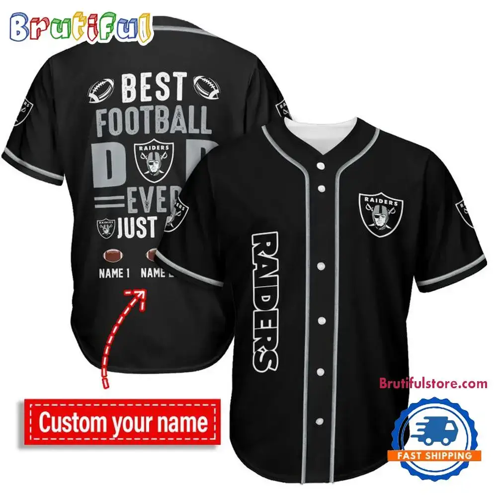 NFL Las Vegas Raiders Best Dad Ever Baseball Jersey Image