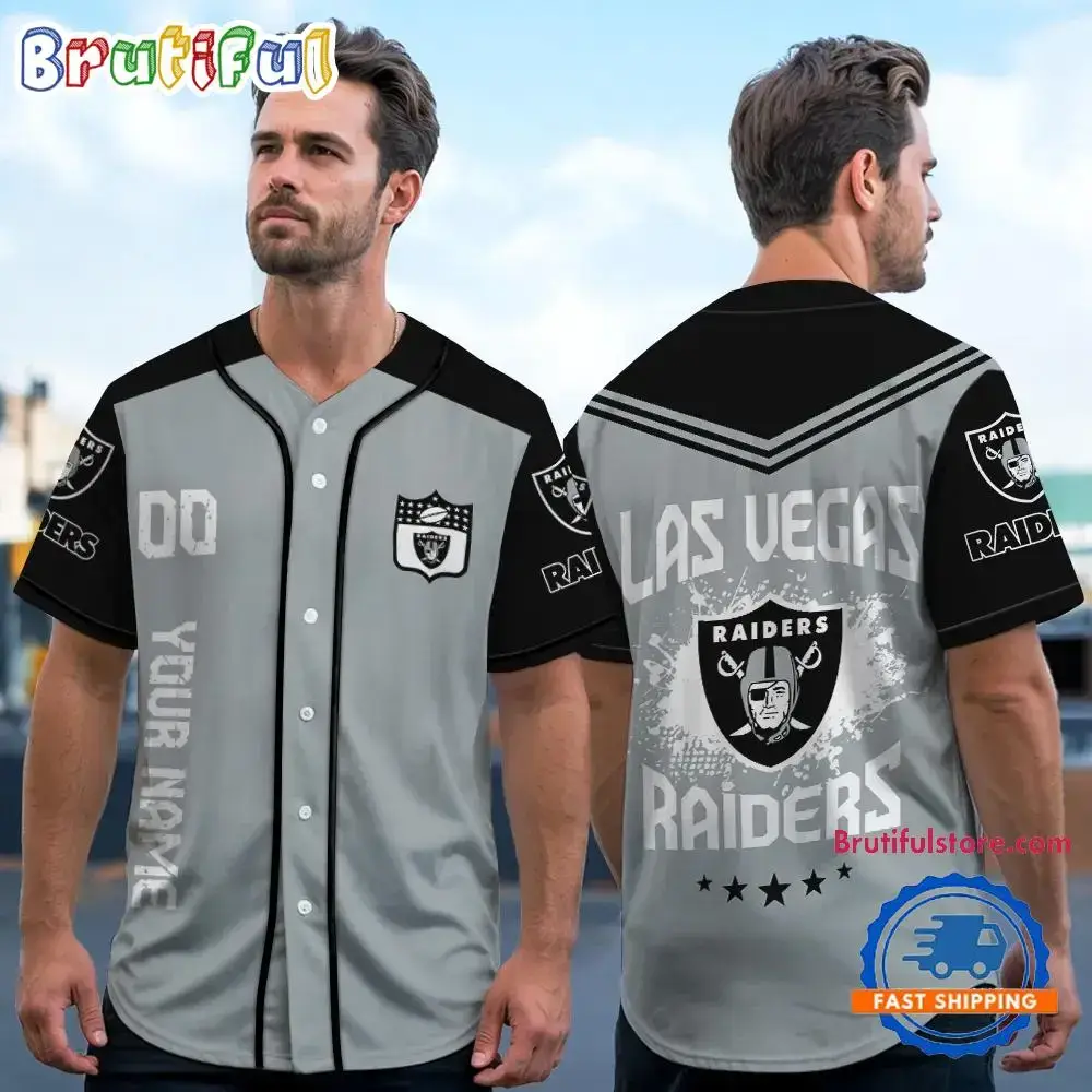 NFL Las Vegas Raiders Personalized Baseball Jersey Image