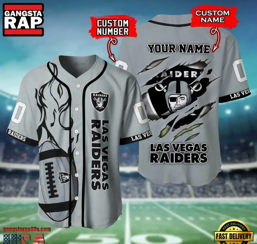 NFL Las Vegas Raiders Team Logo Litmited Edition Baseball Jersey Shirt Image
