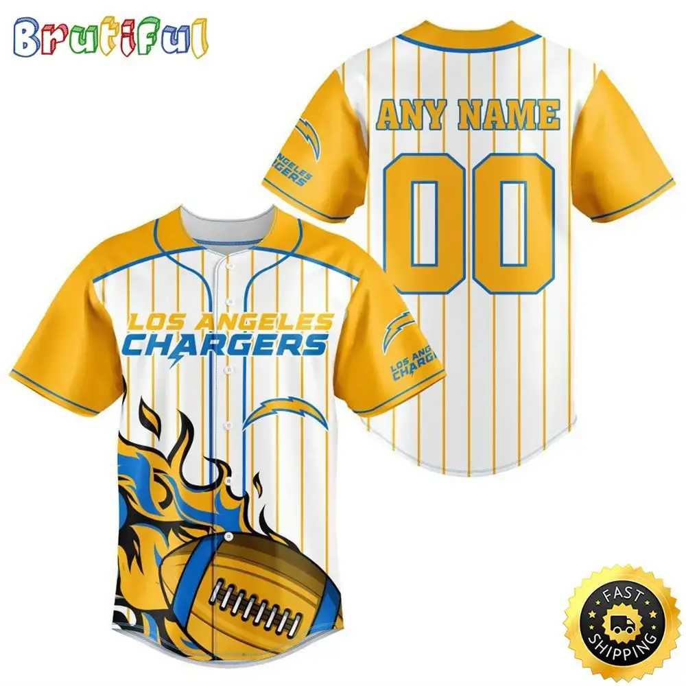 NFL Los Angeles Chargers Baseball Jersey 3D Personalized Customization Options Available Image