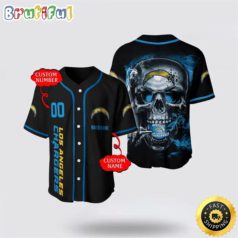 NFL Los Angeles Chargers Baseball Jersey 3D Personalized Skull Embrace Fashion And Team Spirit Image