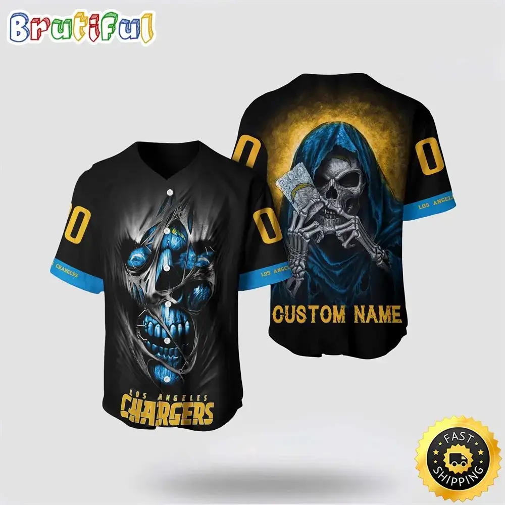 NFL Los Angeles Chargers Baseball Jersey 3D Personalized Skull Stay Cozy And Stylish Image