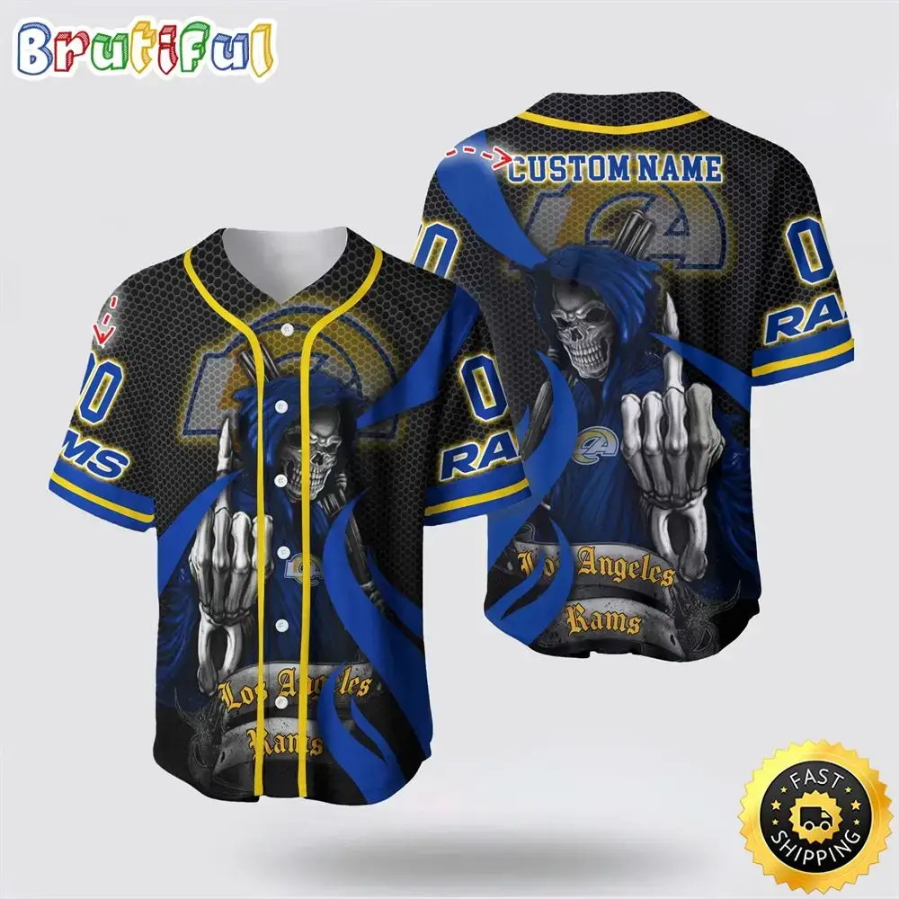 NFL Los Angeles Rams Baseball Jersey 3D Personalized Skull Gear Up For Game Day Image