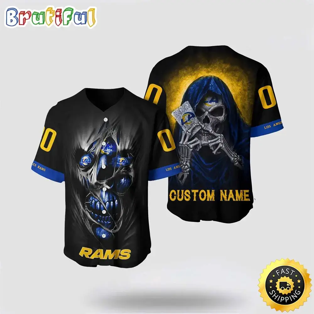 NFL Los Angeles Rams Baseball Jersey 3D Personalized Skull Stay Cozy And Stylish Image
