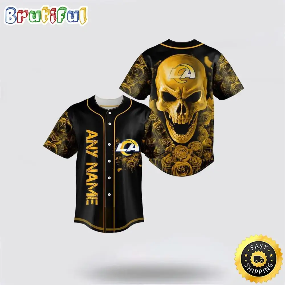 NFL Los Angeles Rams Baseball Jersey 3D Personalized Skull Top Quality Fan Apparel Image