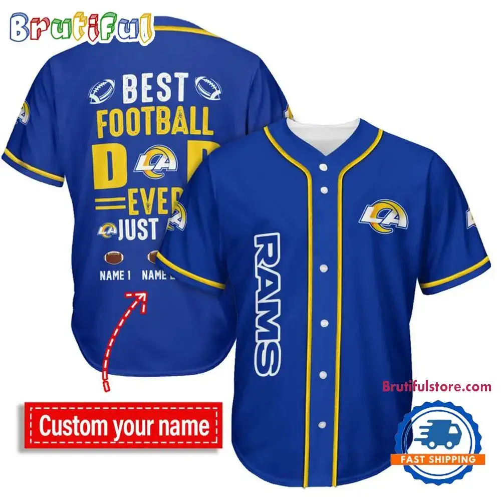 NFL Los Angeles Rams Best Dad Ever Baseball Jersey Image