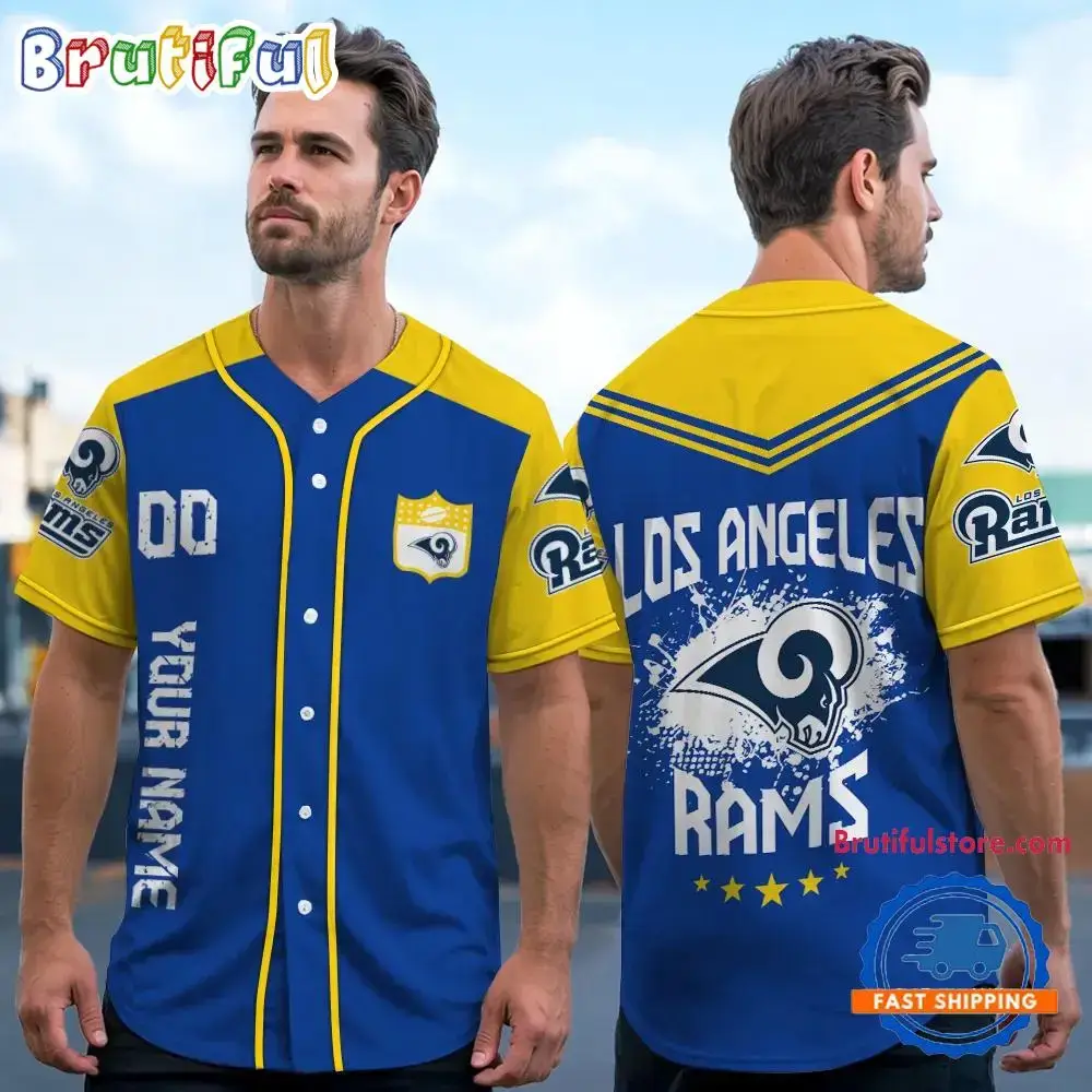 NFL Los Angeles Rams Personalized Baseball Jersey Image