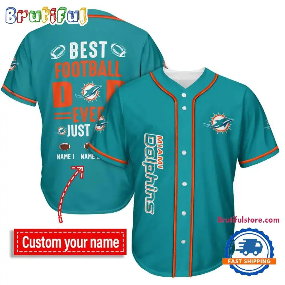 NFL Miami Dolphins Best Dad Ever Baseball Jersey Image
