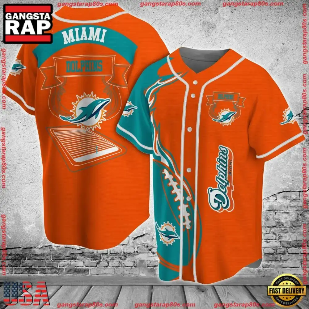 NFL Miami Dolphins New Design Baseball Jersey Shirt Image