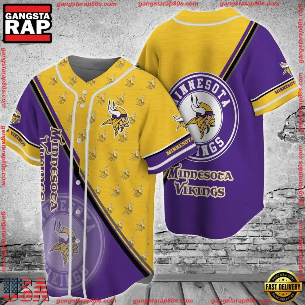 NFL Minnesota Vikings New Design Baseball Jersey Shirt Image