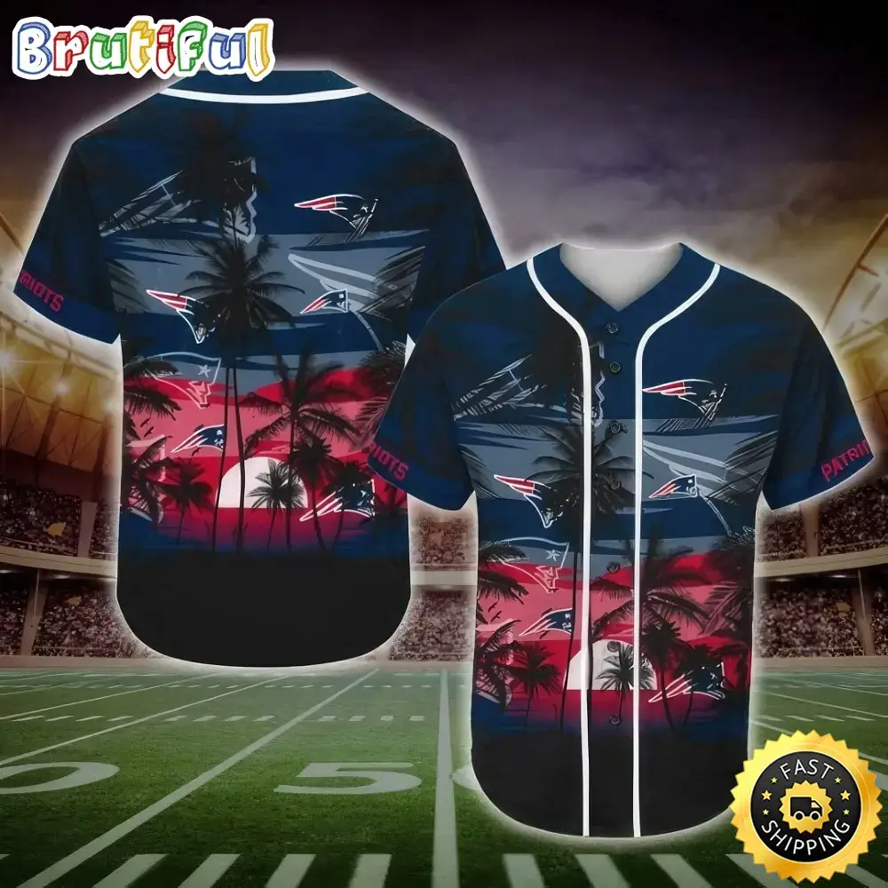 NFL New England Patriots Baseball Jersey Shirt Palm Tree Image