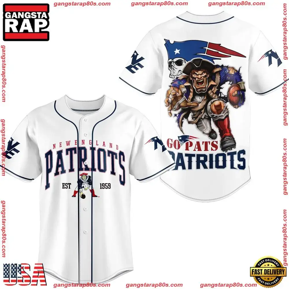 NFL New England Patriots Mascot Warrior Baseball Jersey Image