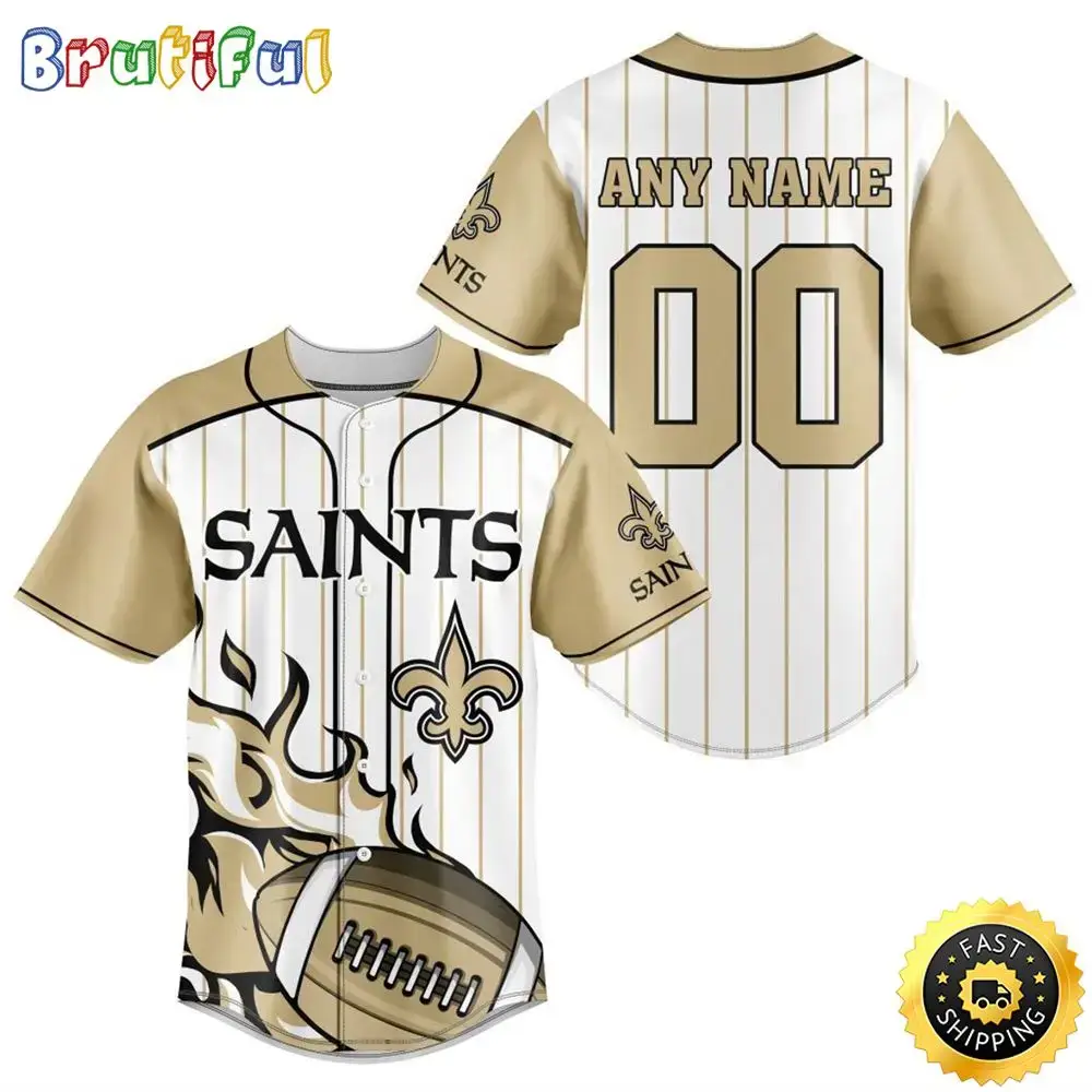 NFL New Orleans Saints Baseball Jersey 3D Personalized Customization Options Available Image