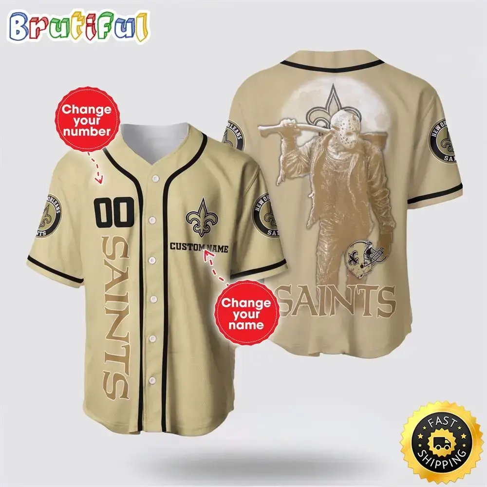 NFL New Orleans Saints Baseball Jersey 3D Personalized Skull Score Big With Team Spirit Image