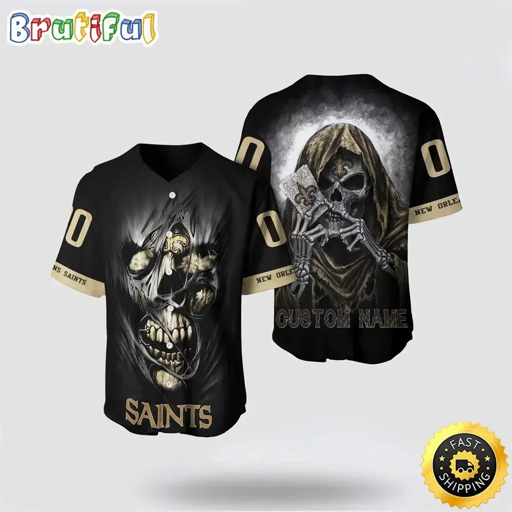 NFL New Orleans Saints Baseball Jersey 3D Personalized Skull Stay Cozy And Stylish Image