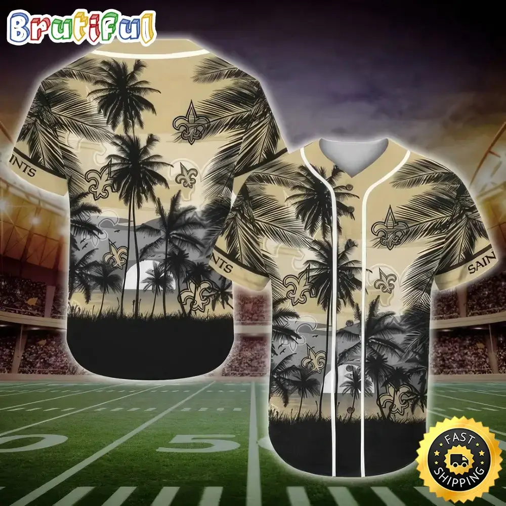 NFL New Orleans Saints Baseball Jersey Shirt Palm Tree Image