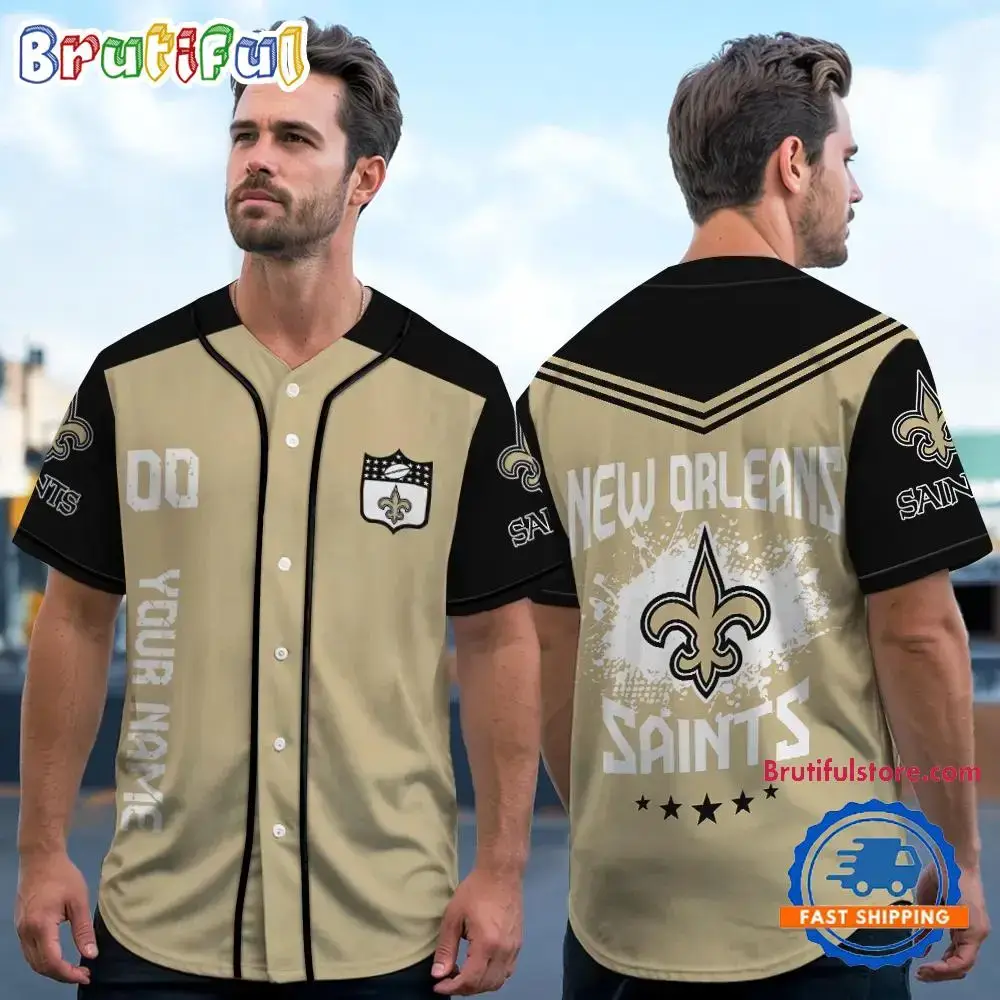NFL New Orleans Saints Personalized Baseball Jersey Image
