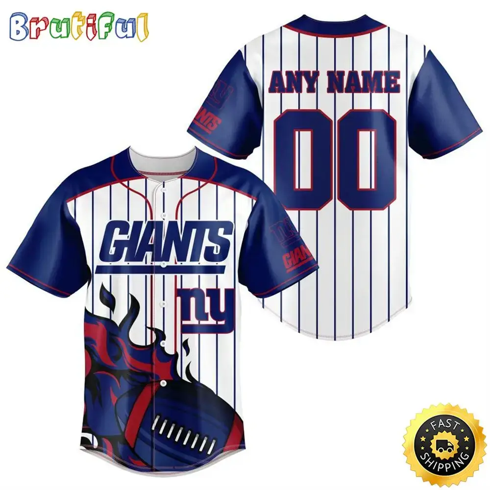 NFL New York Giants Baseball Jersey 3D Personalized Customization Options Available Image