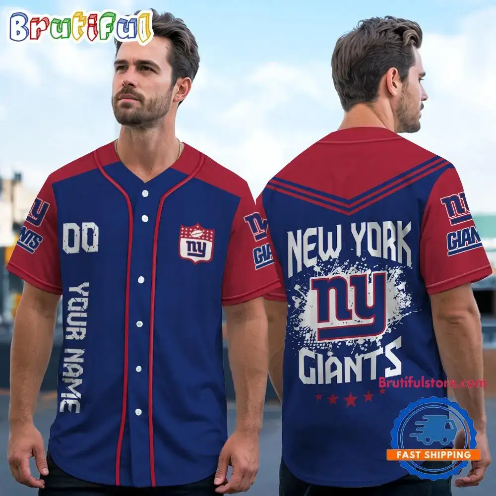 NFL New York Giants Personalized Baseball Jersey Image