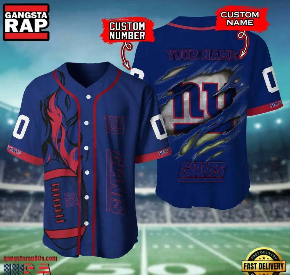 NFL New York Giants Team Logo Litmited Edition Baseball Jersey Shirt Image